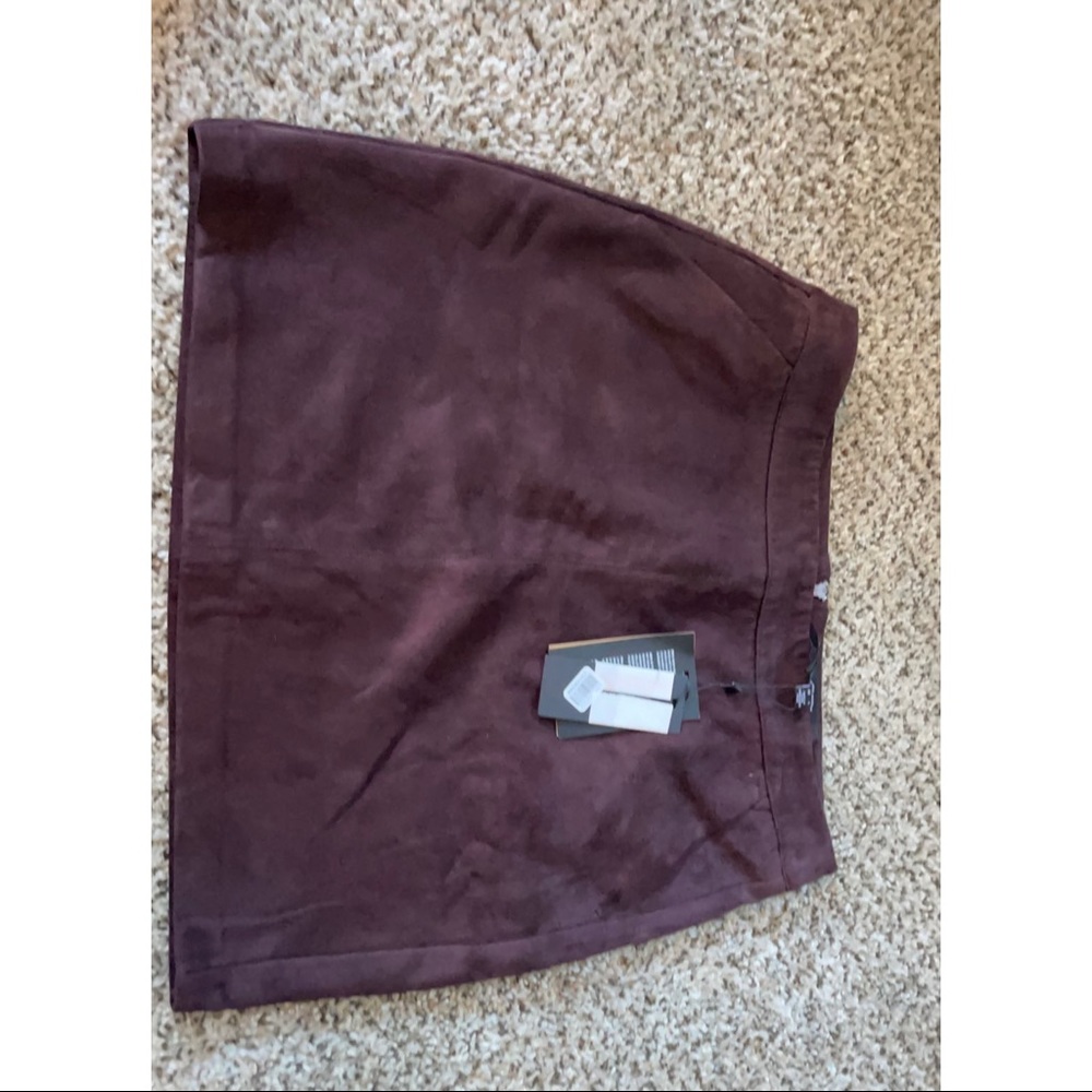 Brown suede mini skirt